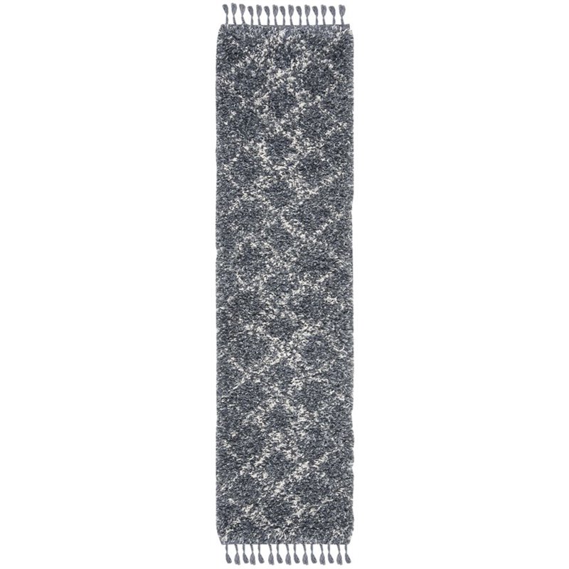Safavieh Pro Lux 2' x 8' Shag Runner Rug in Cream and Blue