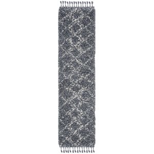 Safavieh Pro Lux 2' x 8' Shag Runner Rug in Cream and Blue