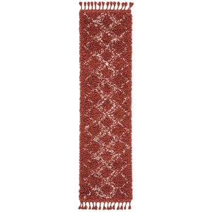 Safavieh Pro Lux 2' x 8' Shag Runner Rug in Rust and Creme