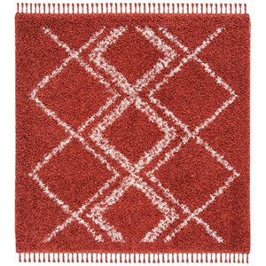 Safavieh Pro Lux 6'7&quot Square Shag Rug in Rust and Creme