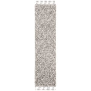 Safavieh Pro Lux 2' x 8' Shag Runner Rug in Gray and Cream