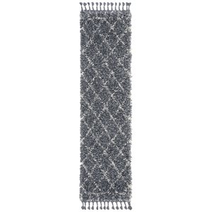 Safavieh Pro Lux 2' x 8' Shag Runner Rug in Cream and Blue