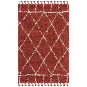 Safavieh Pro Lux 5' x 8' Shag Rug in Rust and Creme