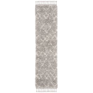 Safavieh Pro Lux 2' x 8' Shag Runner Rug in Gray and Cream