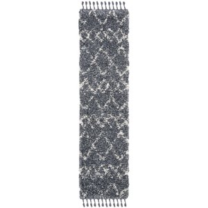 Safavieh Pro Lux 2' x 8' Shag Runner Rug in Cream and Blue