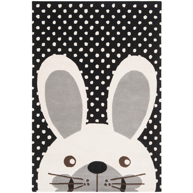 Safavieh 4' x 6' Hand Tufted Wool Rug in Black and Ivory