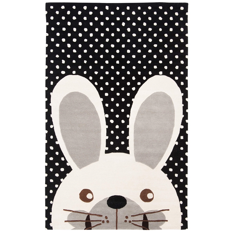 Safavieh 5' x 8' Hand Tufted Wool Rug in Black and Ivory