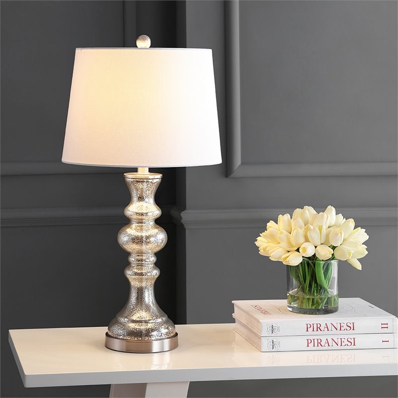Safavieh Jaiden Glass Table Lamp in Silver and Ivory