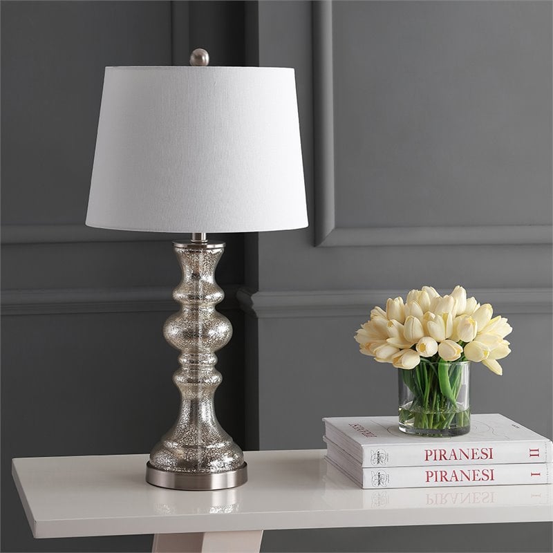 Safavieh Jaiden Glass Table Lamp in Silver and Ivory