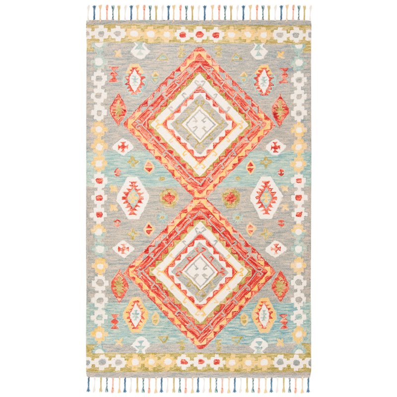 Safavieh Aspen 5' x 8' Hand Tufted Wool Rug in Gray and Red