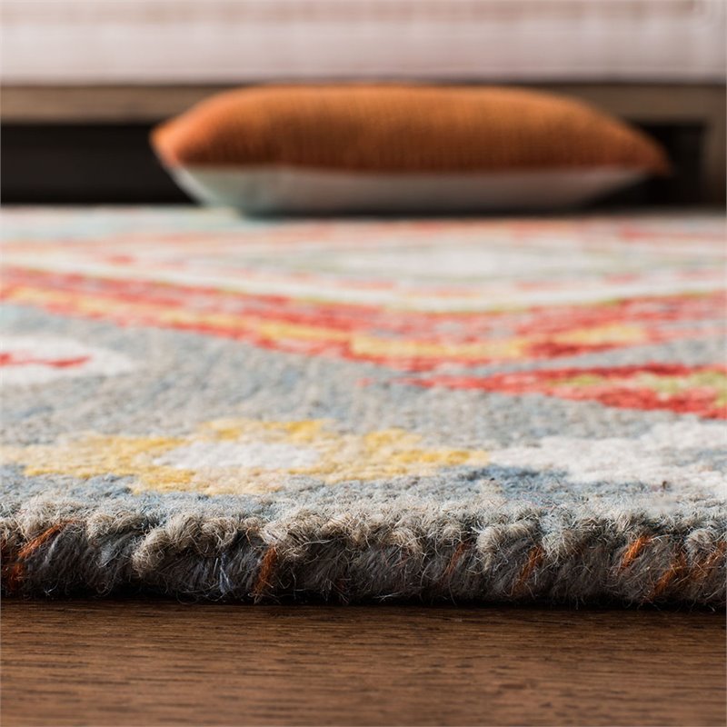 Safavieh Aspen 8' x 10' Hand Tufted Wool Rug in Gray and Red