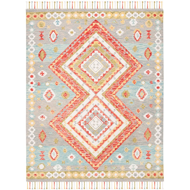 Safavieh Aspen 8' x 10' Hand Tufted Wool Rug in Gray and Red