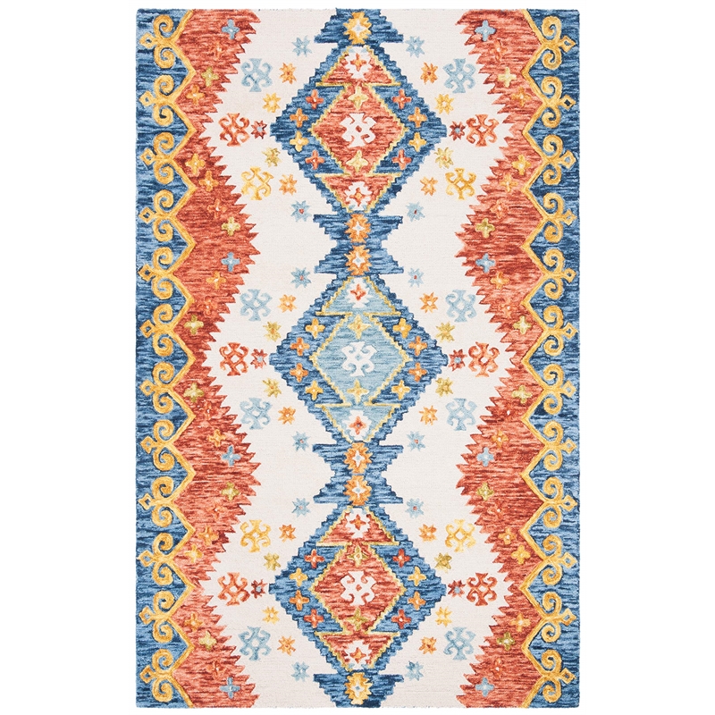 Safavieh Aspen 4' x 6' Hand Tufted Wool Rug in Ivory and Blue