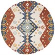 Safavieh Aspen 7' Round Hand Tufted Wool Rug in Ivory and Blue