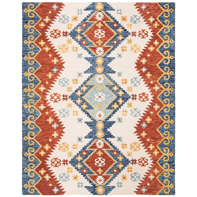Safavieh Aspen 8' x 10' Hand Tufted Wool Rug in Ivory and Blue