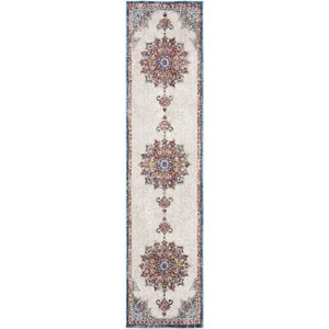 Safavieh Aria 2' x 8' Runner Rug in Ivory and Navy