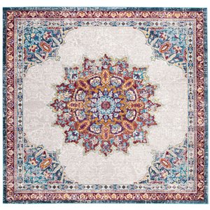 Safavieh Aria 6'5&quot Square Rug in Ivory and Navy
