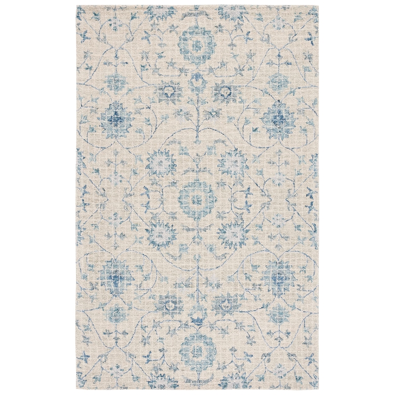 Safavieh Blossom 5' x 8' Hand Tufted Wool Rug in Silver and Blue