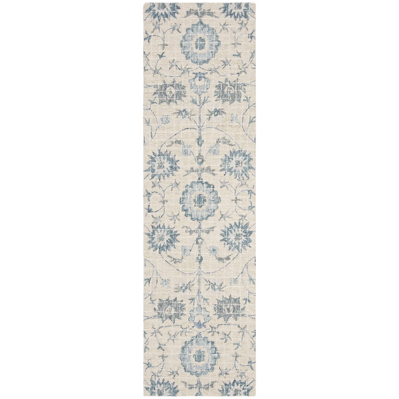 Safavieh Blossom 8' x 10' Hand Tufted Wool Rug in Silver and Blue