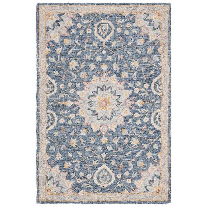Safavieh Blossom 4' x 6' Hand Tufted Wool Rug in Navy