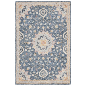 Safavieh Blossom 4' x 6' Hand Tufted Wool Rug in Navy