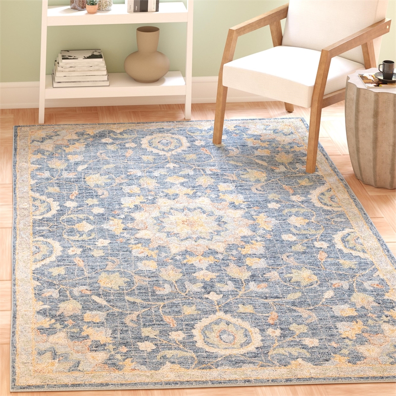 Safavieh Blossom 4' x 6' Hand Tufted Wool Rug in Navy