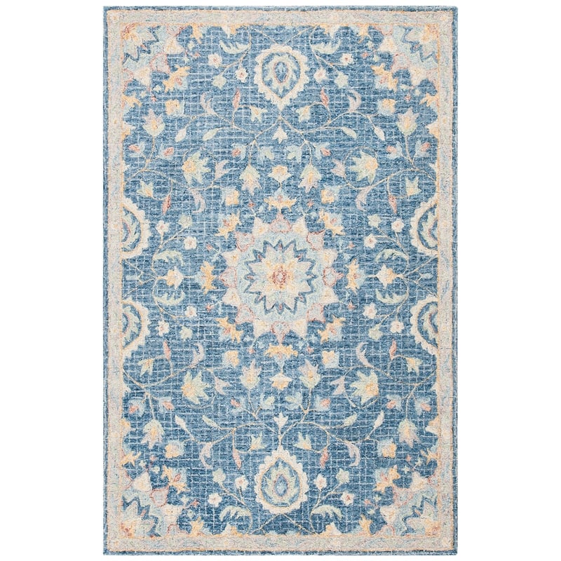 Safavieh Blossom 5' x 8' Hand Tufted Wool Rug in Navy