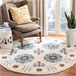 Safavieh Blossom 6' Round Hand Tufted Wool Rug in Blue and Ivory