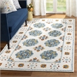 Safavieh Blossom 6' Square Hand Tufted Wool Rug in Blue and Ivory