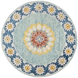 Safavieh Blossom 6' Round Hand Tufted Wool Rug in Blue and Gold