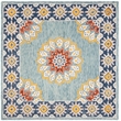 Safavieh Blossom 6' Square Hand Tufted Wool Rug in Blue and Gold