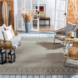 Safavieh Courtyard 9' x 12' Rug in Beige and Black
