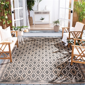 Safavieh Courtyard 9' x 12' Rug in Black and Natural