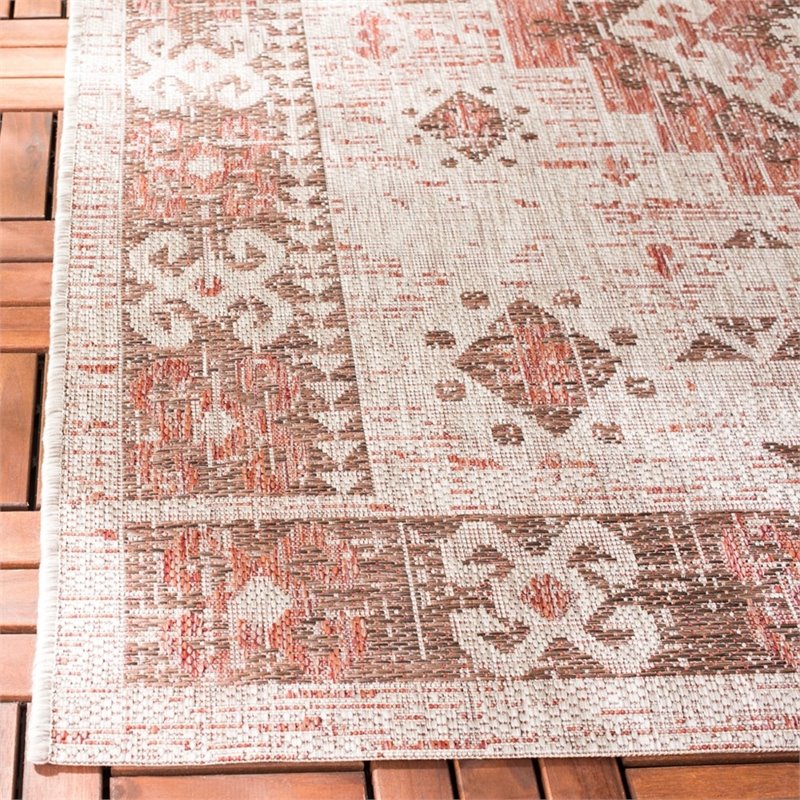 Safavieh Courtyard 8' x 11' Rug in Beige and Red