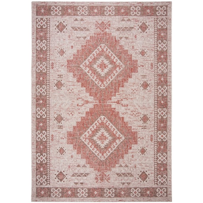 Safavieh Courtyard 9' x 12' Rug in Beige and Red