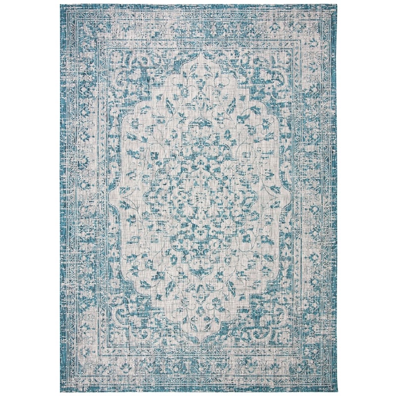 Safavieh Courtyard 9' x 12' Rug in Teal and Cream