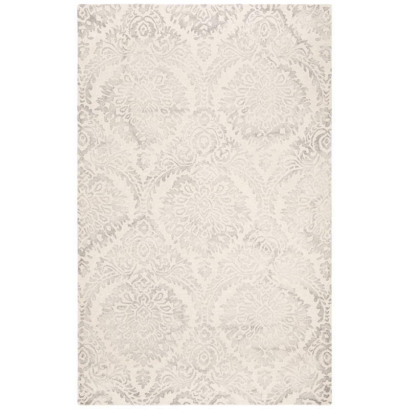 Safavieh Dip Dye 5' x 8' Hand Tufted Wool Rug in Silver and Ivory