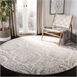Safavieh Dip Dye 7' Round Hand Tufted Wool Rug in Silver and Ivory