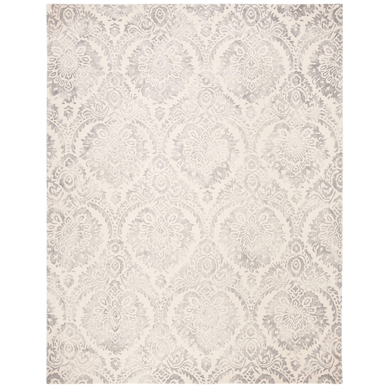 Safavieh Dip Dye 8' x 10' Hand Tufted Wool Rug in Silver and Ivory