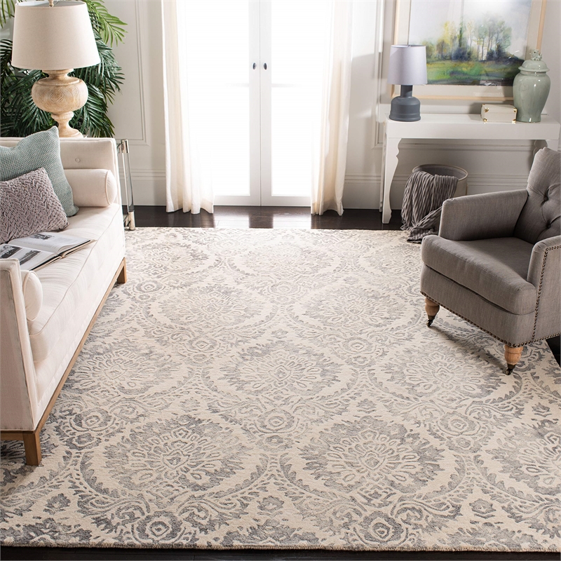 Safavieh Dip Dye 3' x 5' Hand Tufted Wool Rug in Blue and Ivory