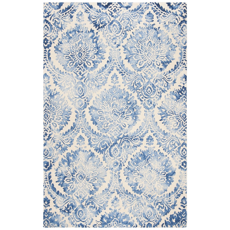 Safavieh Dip Dye 5' x 8' Hand Tufted Wool Rug in Blue and Ivory