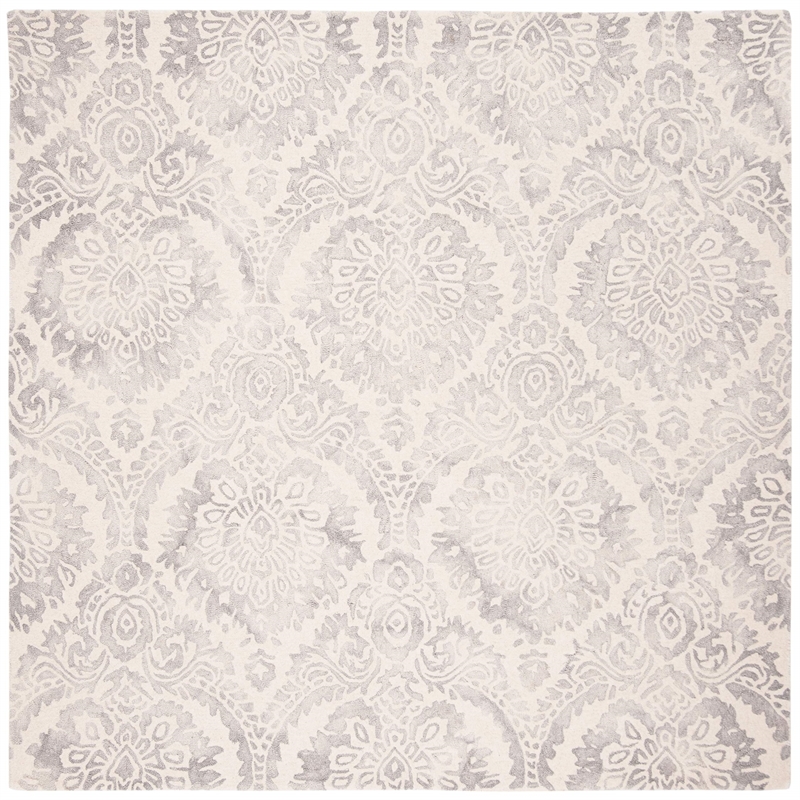 Safavieh Dip Dye 7' Square Hand Tufted Wool Rug in Blue and Ivory
