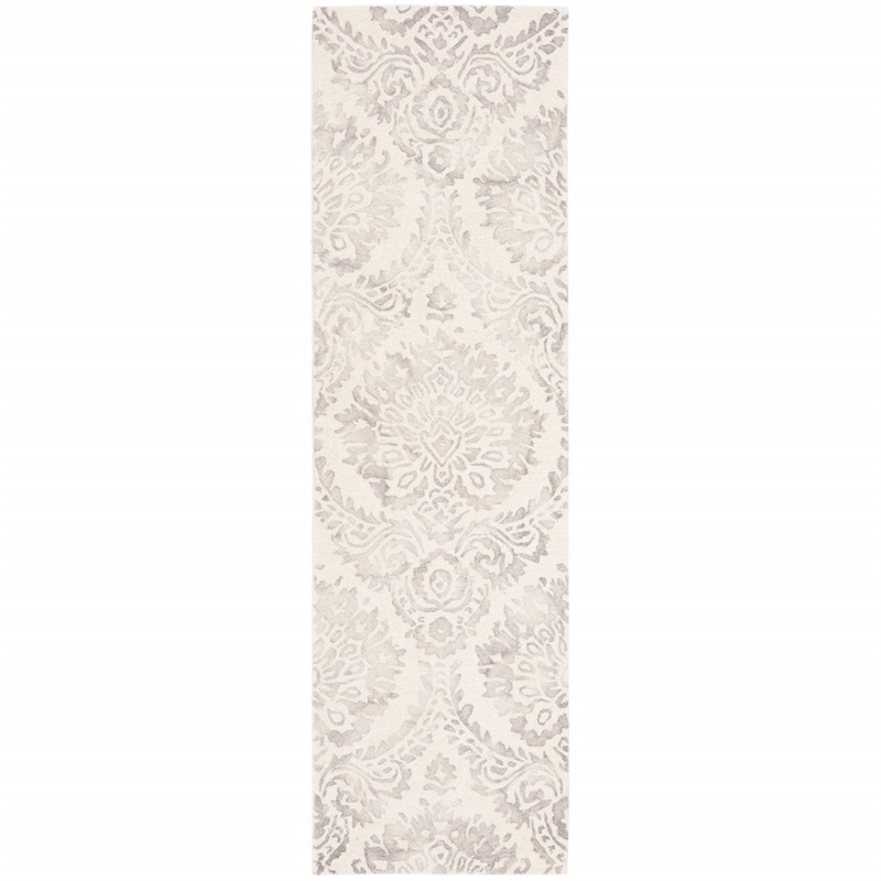 Safavieh Dip Dye 7' Square Hand Tufted Wool Rug in Blue and Ivory