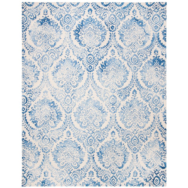Safavieh Dip Dye 8' x 10' Hand Tufted Wool Rug in Blue and Ivory