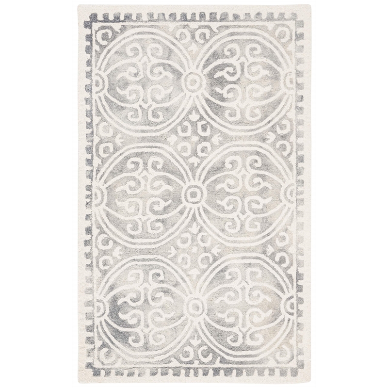 Safavieh Dip Dye 3' x 5' Hand Tufted Wool Rug in Silver and Ivory