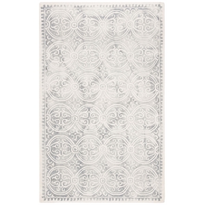 Safavieh Dip Dye 4' x 6' Hand Tufted Wool Rug in Silver and Ivory