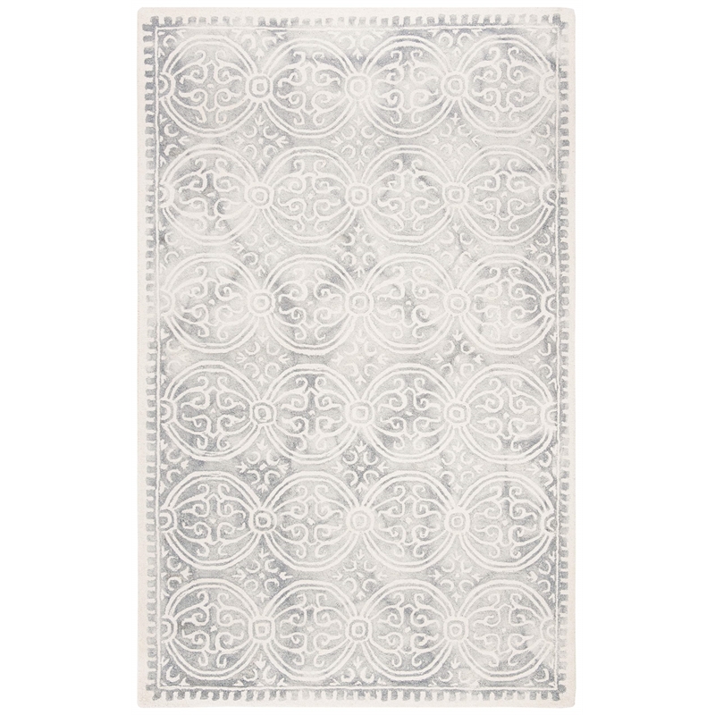 Safavieh Dip Dye 4' x 6' Hand Tufted Wool Rug in Silver and Ivory