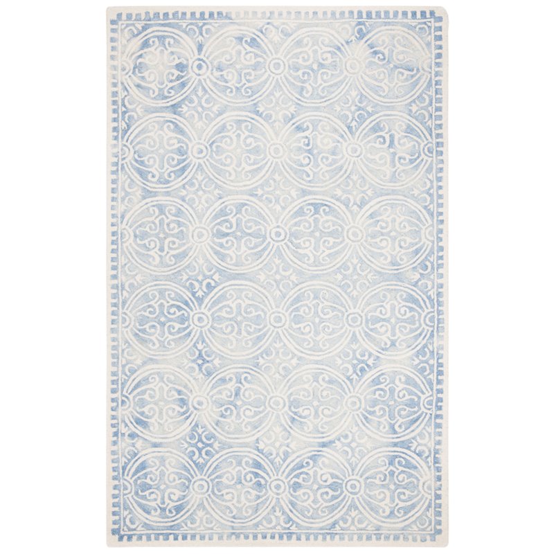 Safavieh Dip Dye 4' x 6' Hand Tufted Wool Rug in Blue and Ivory