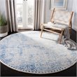 Safavieh Dip Dye 7' Round Hand Tufted Wool Rug in Blue and Ivory