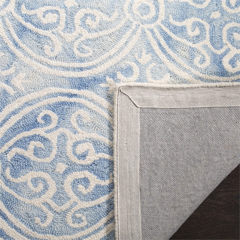 Safavieh Dip Dye 7' Square Hand Tufted Wool Rug in Blue and Ivory